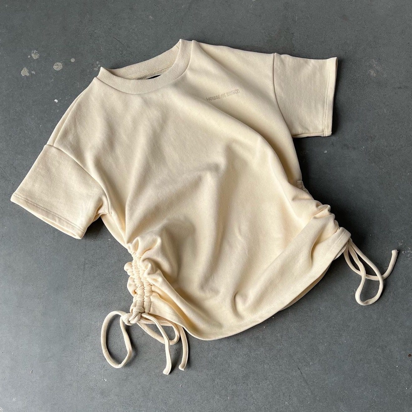 Ruched Sweatshirt & Legging Short | Beige