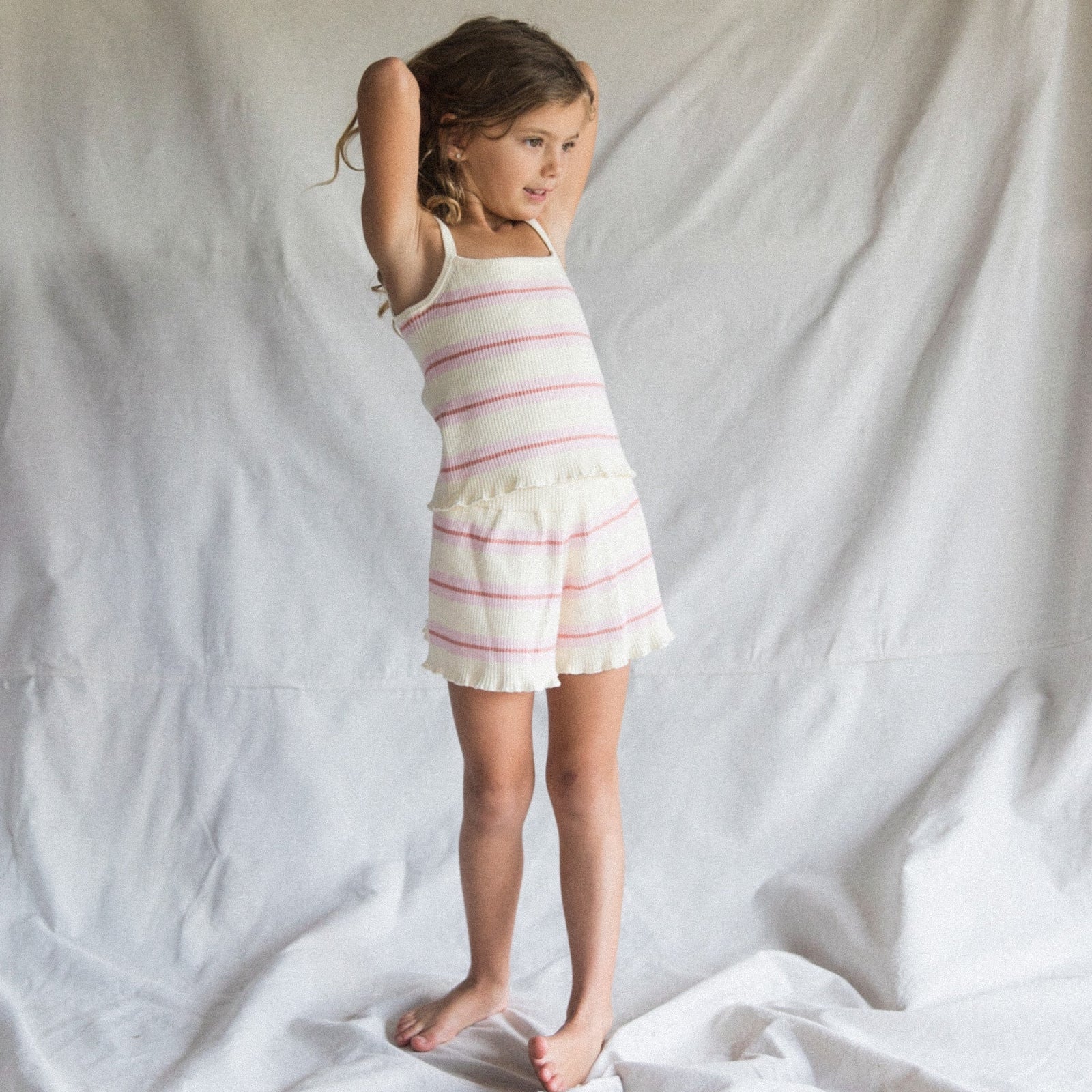 Kealia Knit Tank & Shorts | Striped Pinks