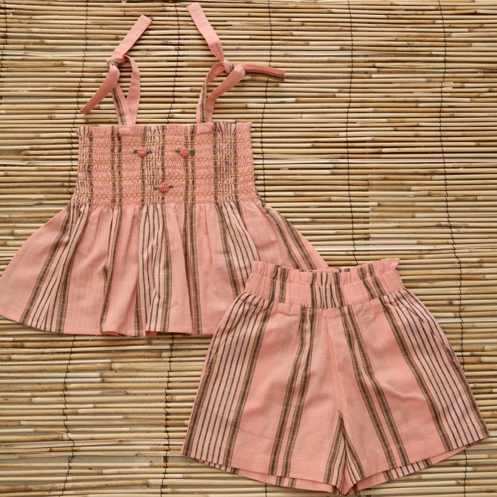 Pink Striped Shorts & Top Set