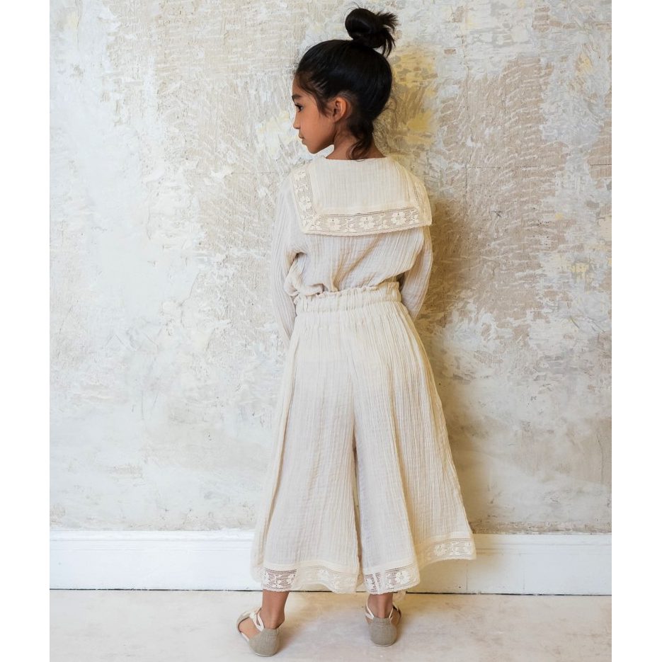 Pant Skirt & Sailor Collar Blouse | Ecru