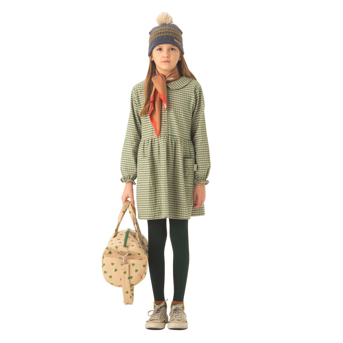 Peter Pan Dress | Green Checkered