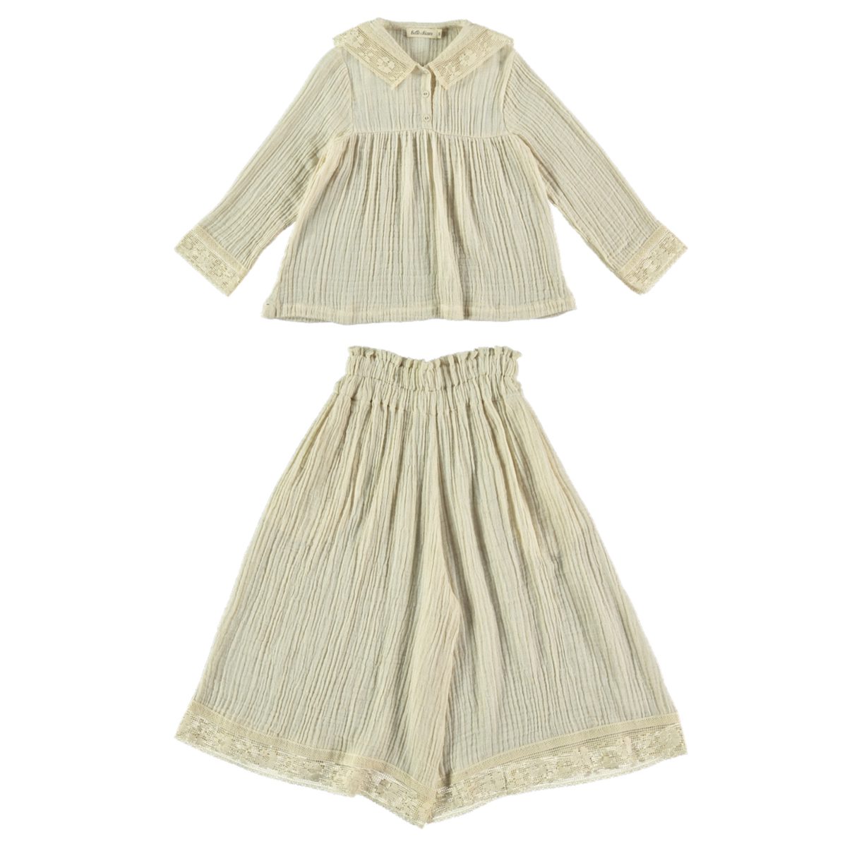 Pant Skirt & Sailor Collar Blouse | Ecru