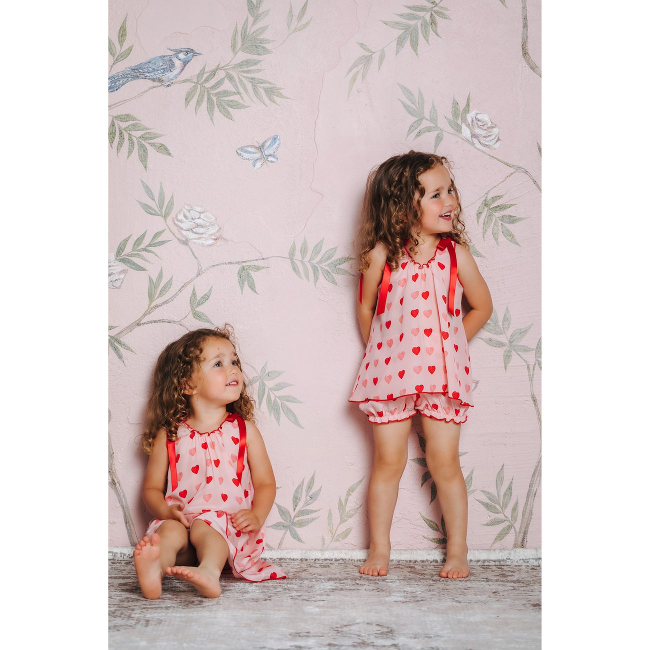 Sylvia Silk Pajama | Pink Hearts