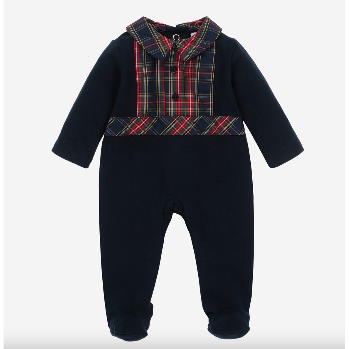 Blue Tartan Cotton Babygrow