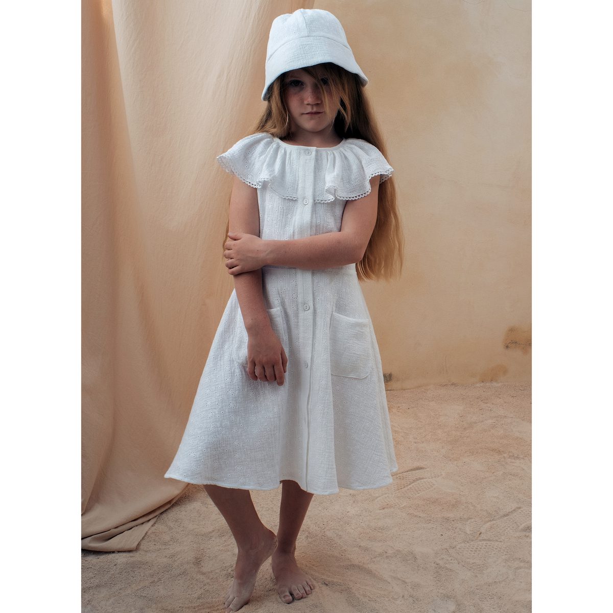 Dress W/ Frilled Collar W/ Swiss Embroidery