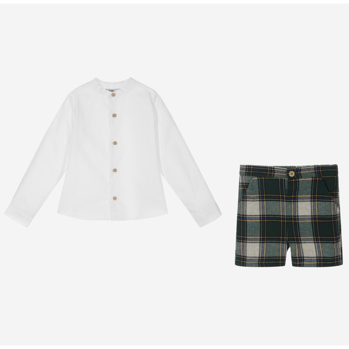 White & Green Shorts Set