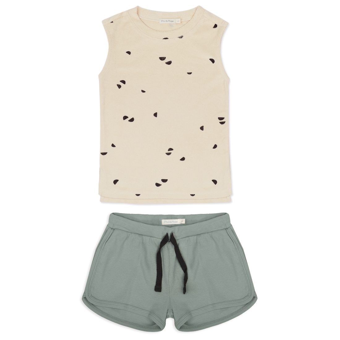 Buttercream Frotté Top Scoops & Mint Blue Rib Shorts