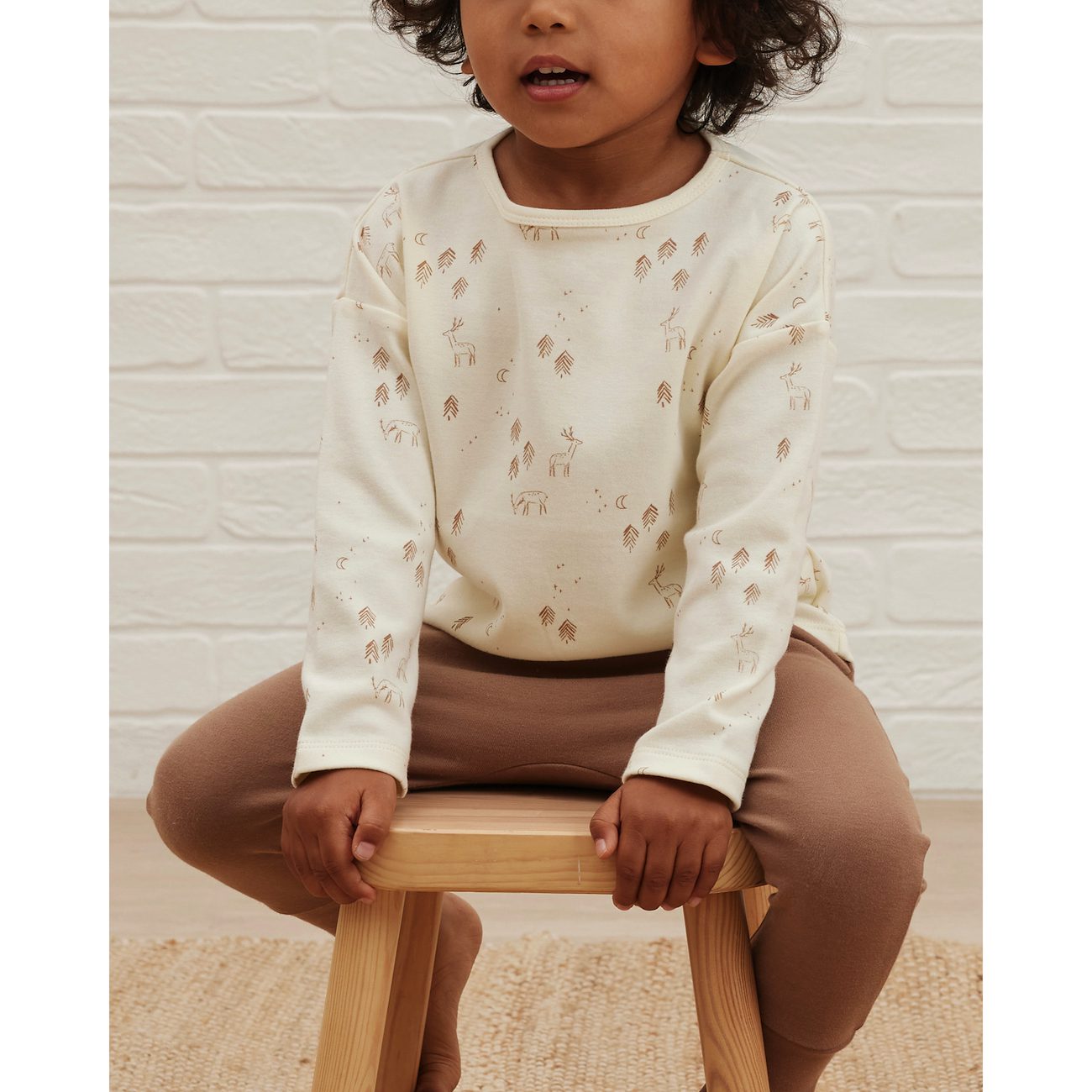 Woodland Long Sleeve Tee & Cocoa Drawstring Pant