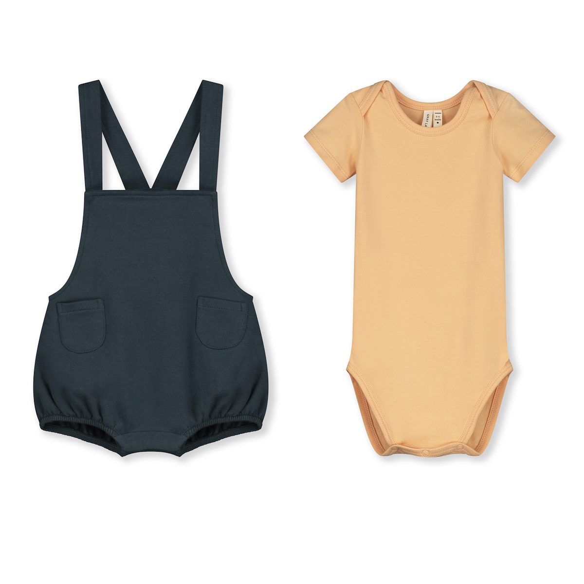 Apricot Onesie & Blue Grey Bloomer Suit