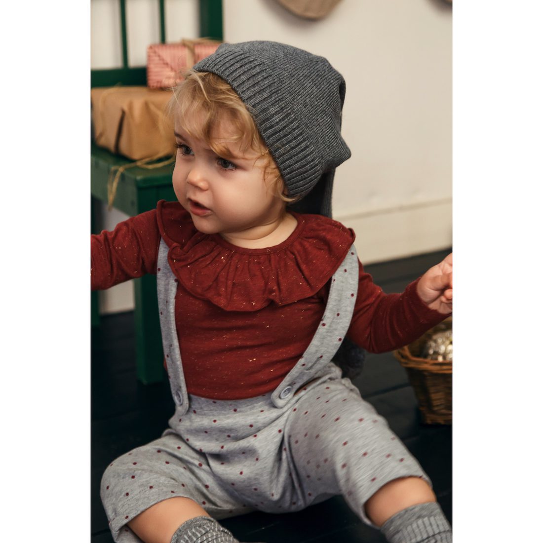 Dark Ruby Berta Bodystocking & Picolle Trousers Dark Ruby Polka