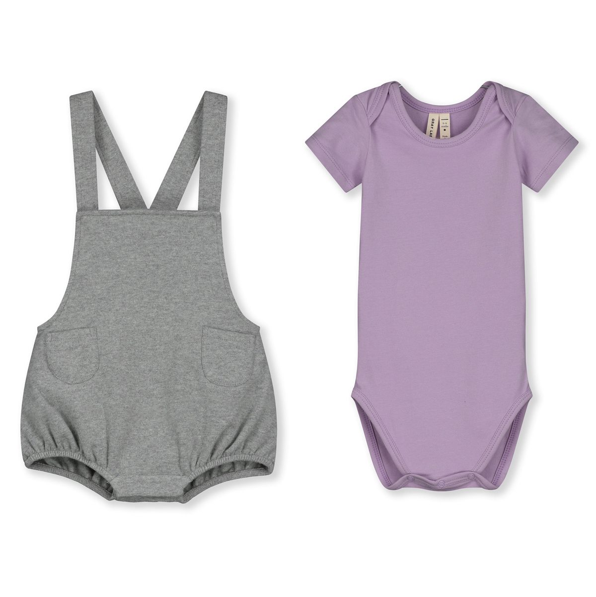 Purple Haze Onesie & Grey Melange Bloomer Suit