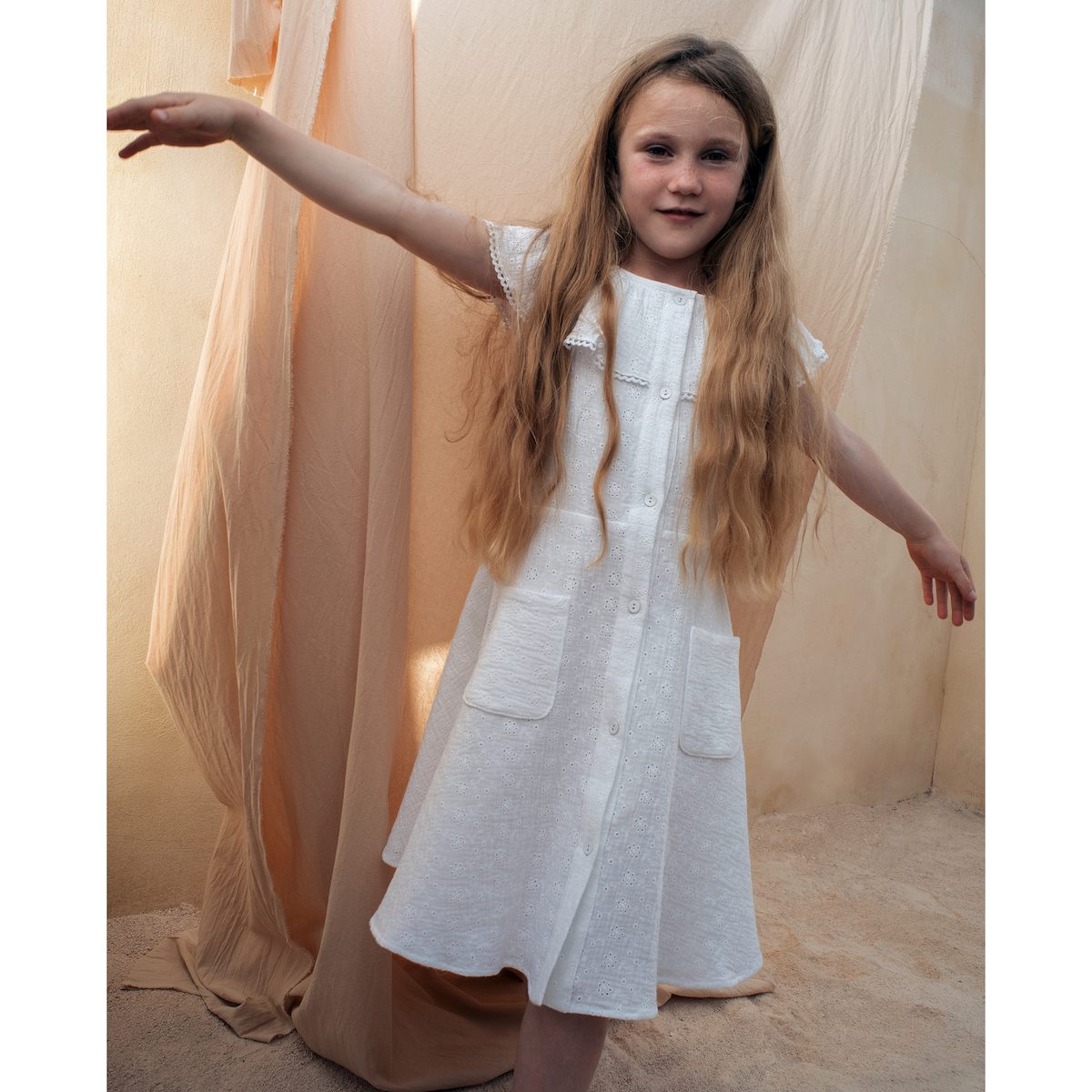 Dress W/ Frilled Collar W/ Swiss Embroidery