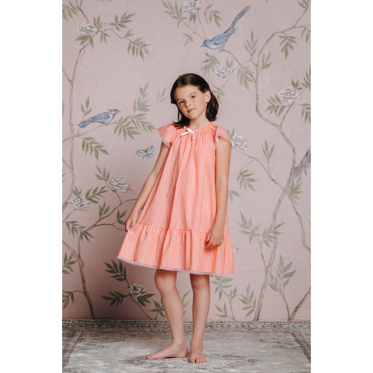 Leonore Nightdress | Coral Stripes