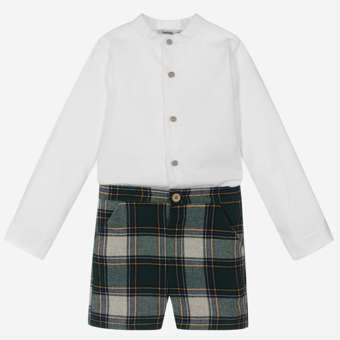 White & Green Shorts Set