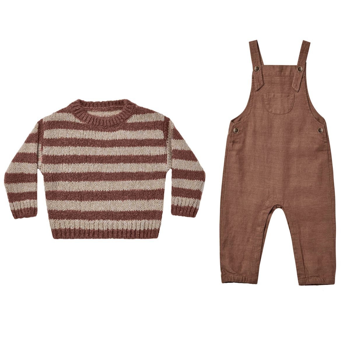 Aspen Sweater Mocha Stripe & Overalls Mocha