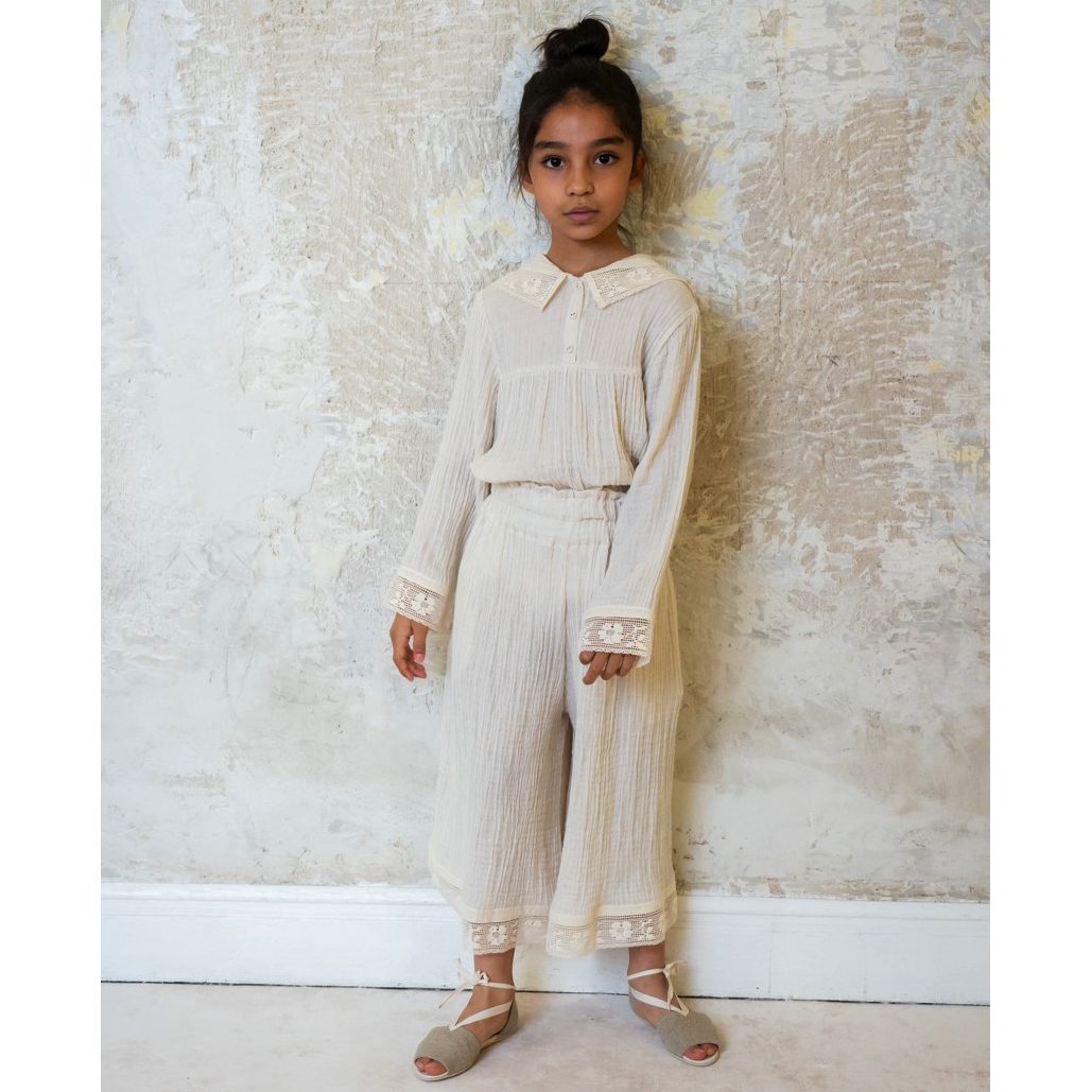 Pant Skirt & Sailor Collar Blouse | Ecru