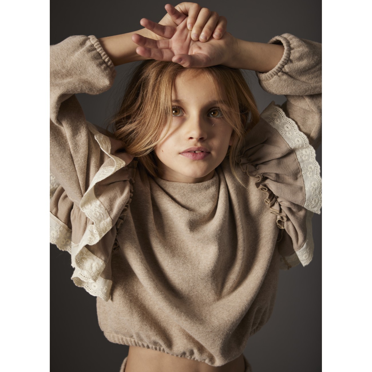 Soft Brushed Knit Sweater & Wide Pants Stone