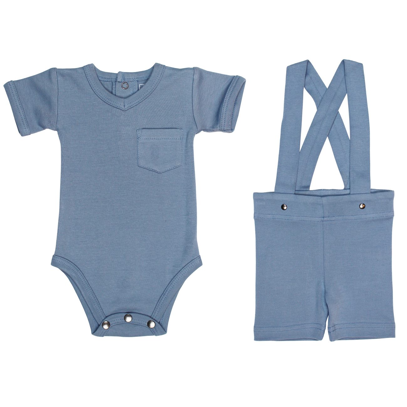 Suspender Shorts & V-Neck Bodysuit | Pool