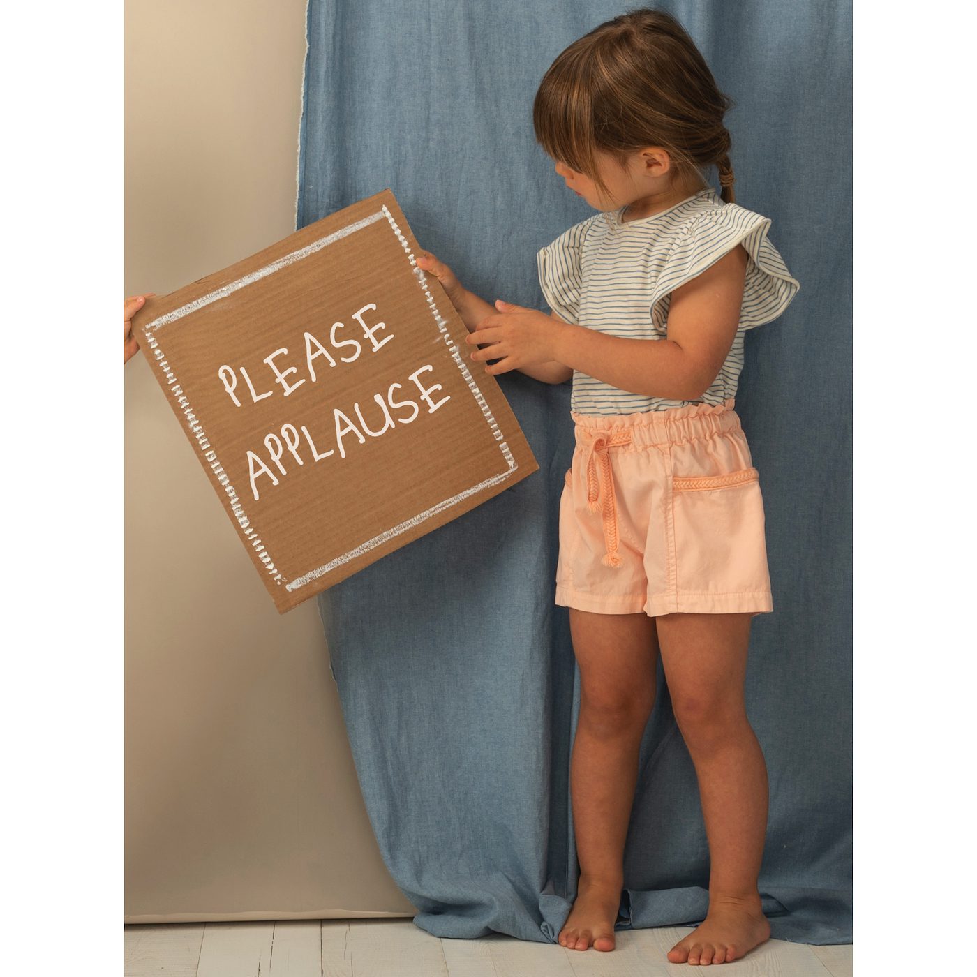 Medium Blue Striped T-Shirt & Salmon Shorts
