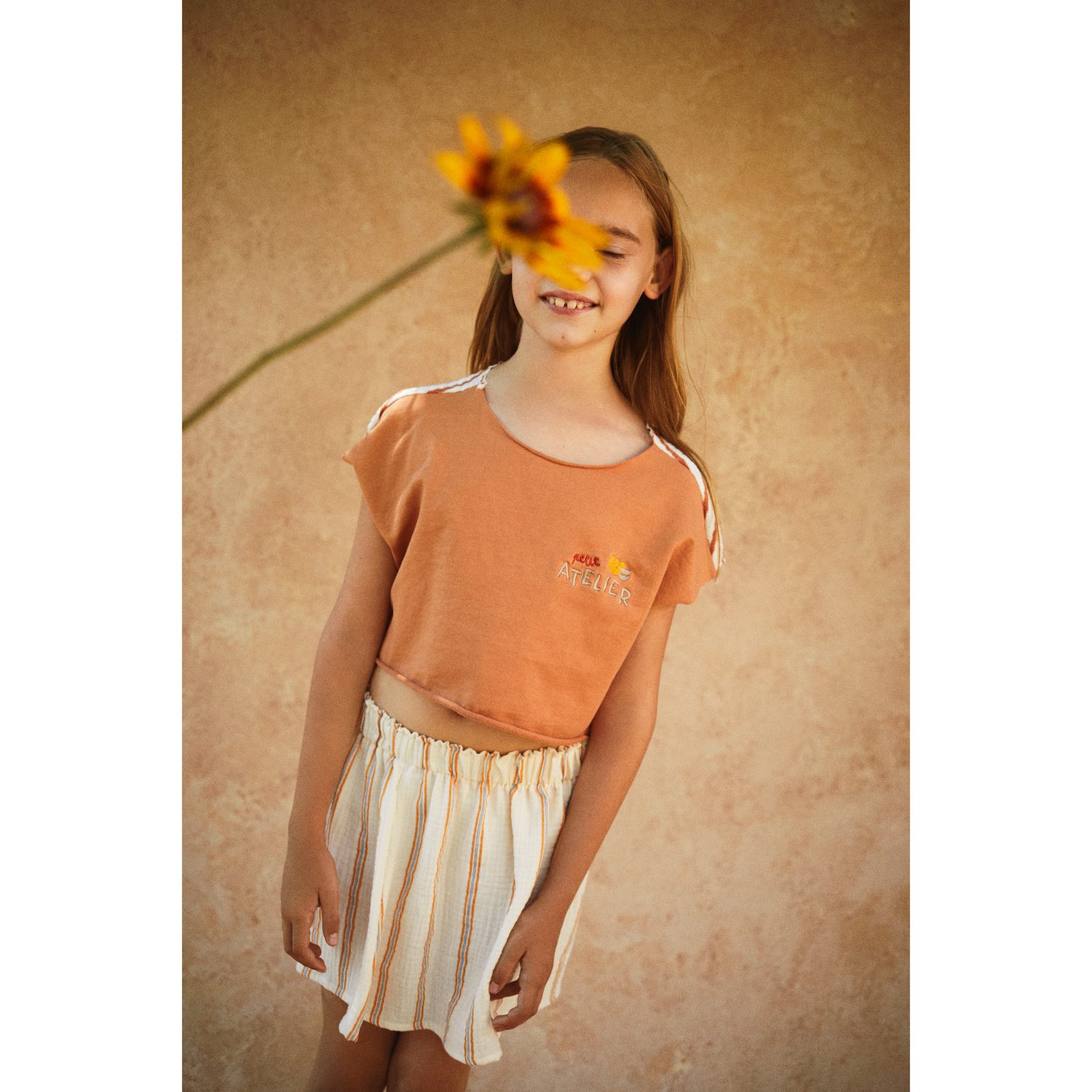 Crop Top Clay & Petxina Raw Stripes Skirt