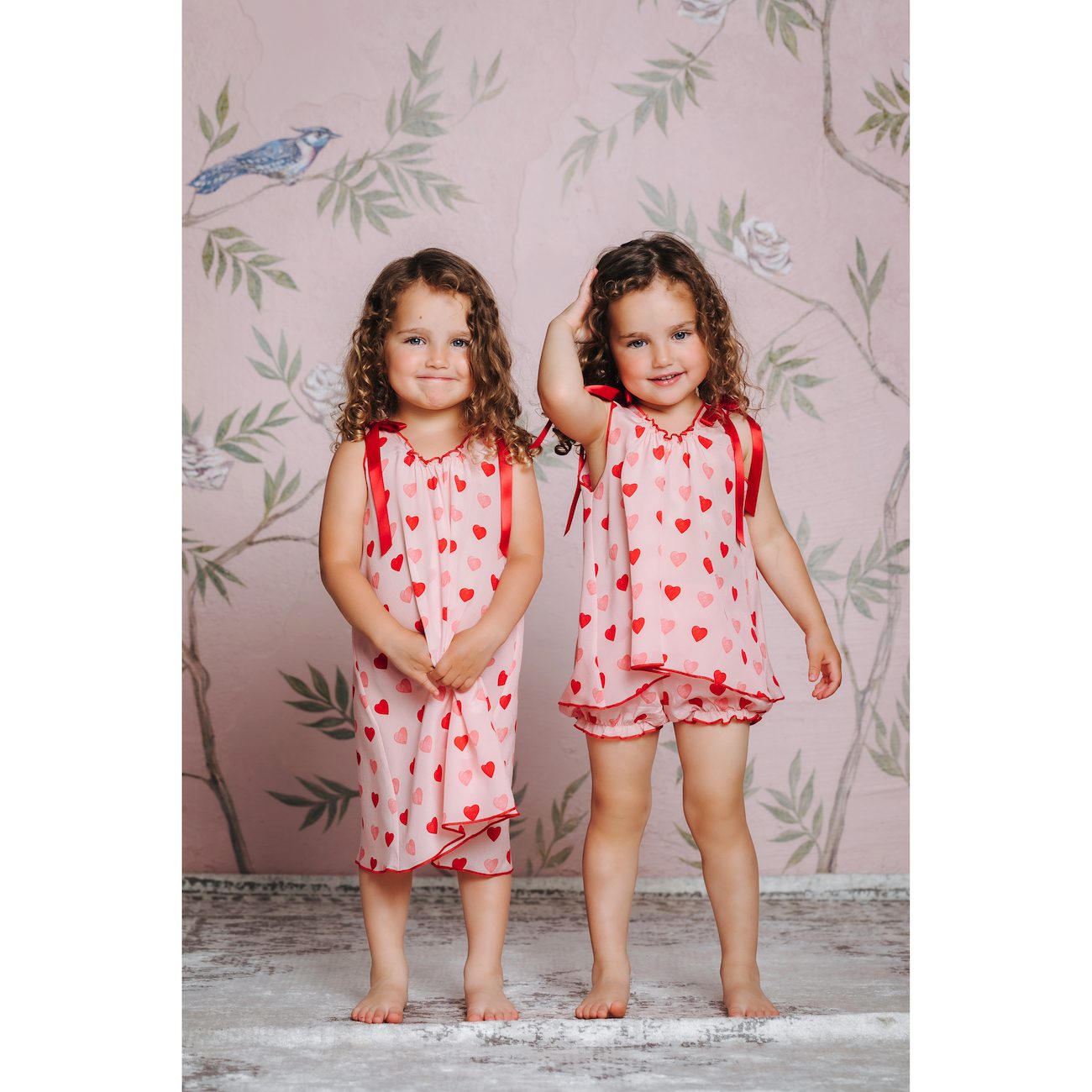 Sylvia Silk Pajama | Pink Hearts