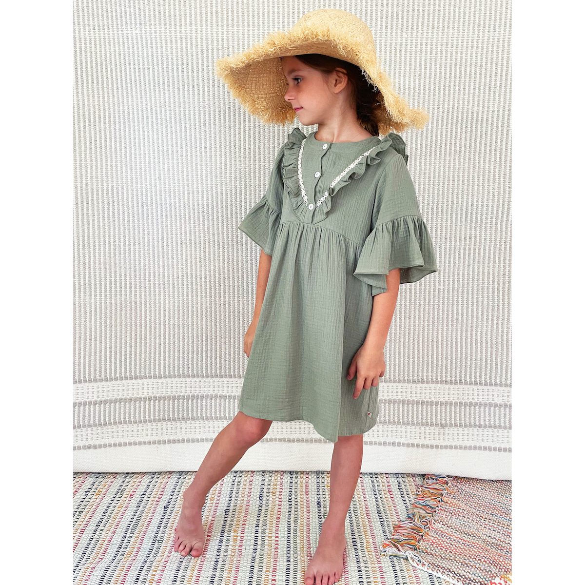 Ernestine Dress With Lace | Olive