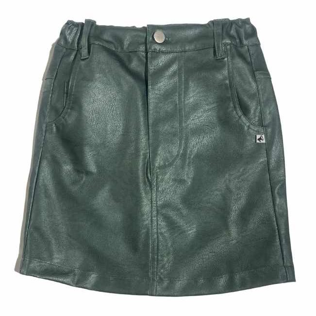 Metallic Green Leather Skirt