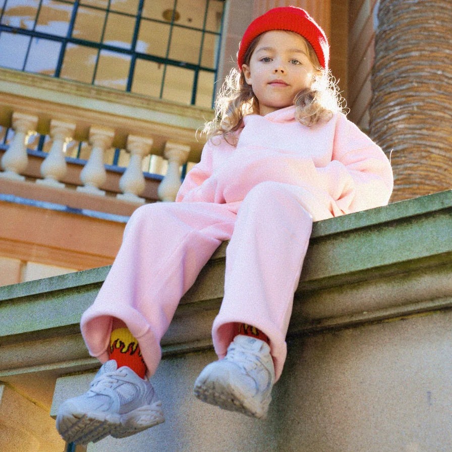 Sporty Puff Print Hoodie Tracksuit Set Pink