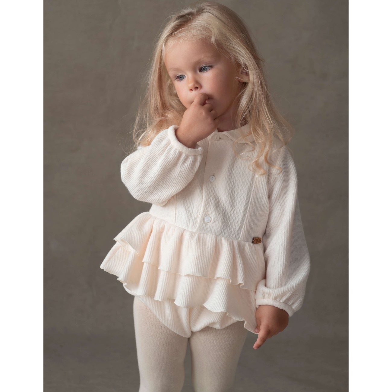 Knitted Romper Suit W/ Collar