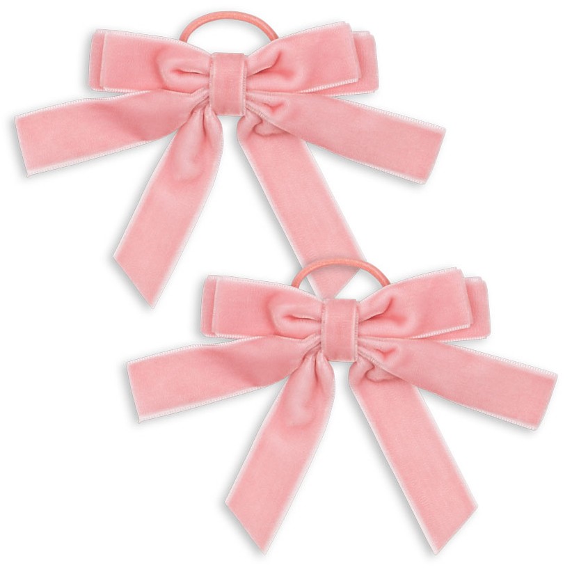 2 Pack Velvet Bow Elastic | Peony Pink