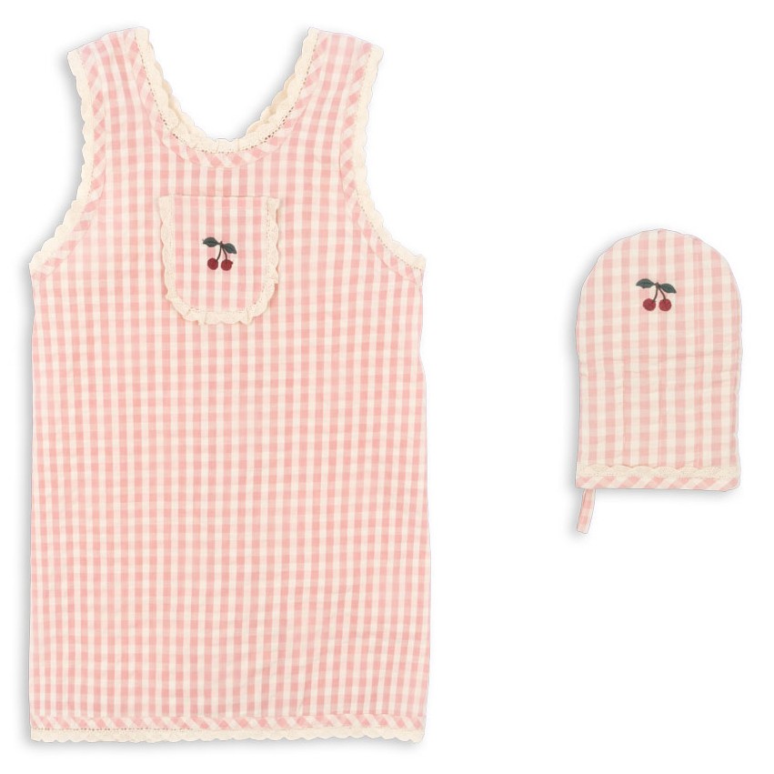 Kids Frill Apron Set | Cherry Check