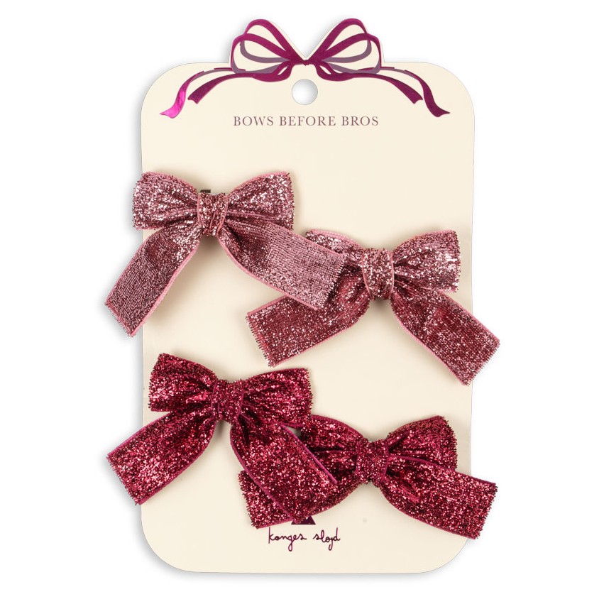 4 Pack Glitter Bow Hair Clips | Pink Mix