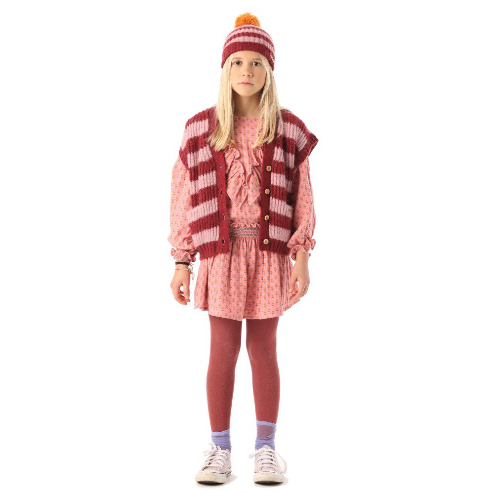 Knitted Waistcoat | Pink & Strawberry Stripes