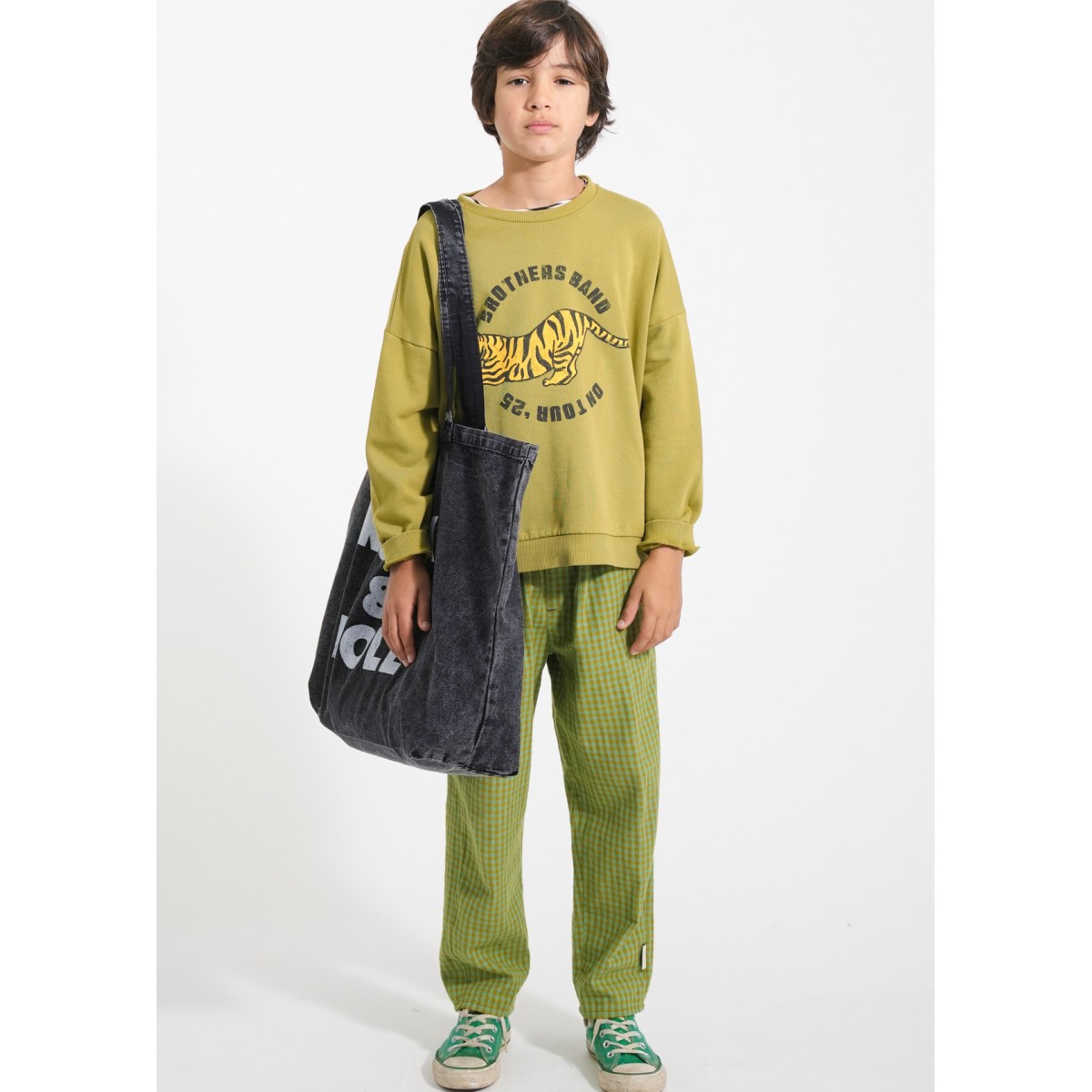 Sweatshirt Olive Green W/ Tiger Print