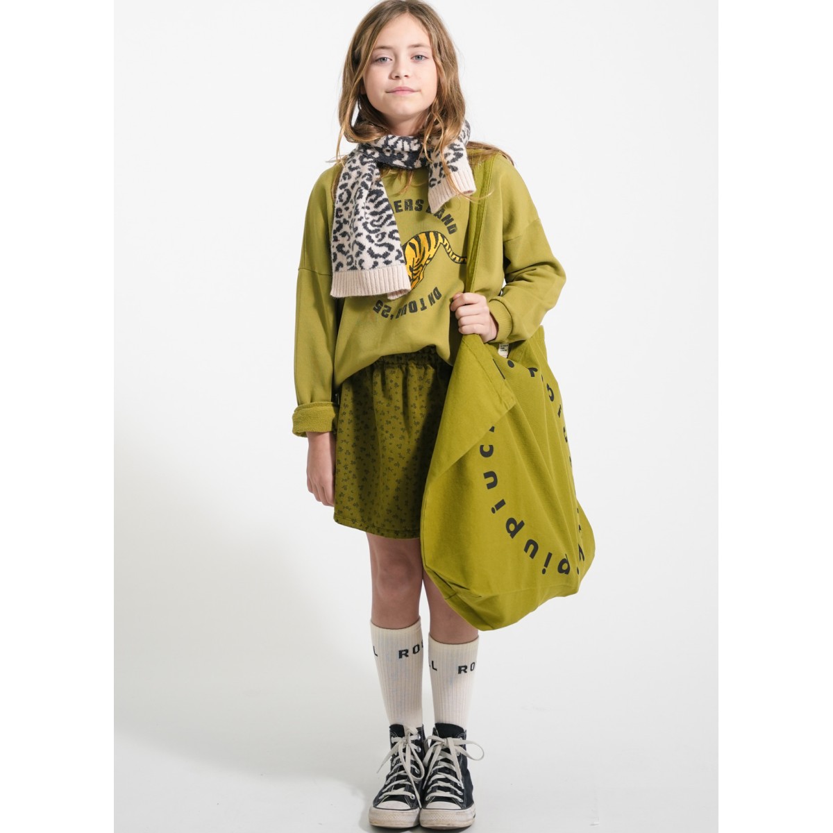 Short Skirt Khaki W/ Black Flowers