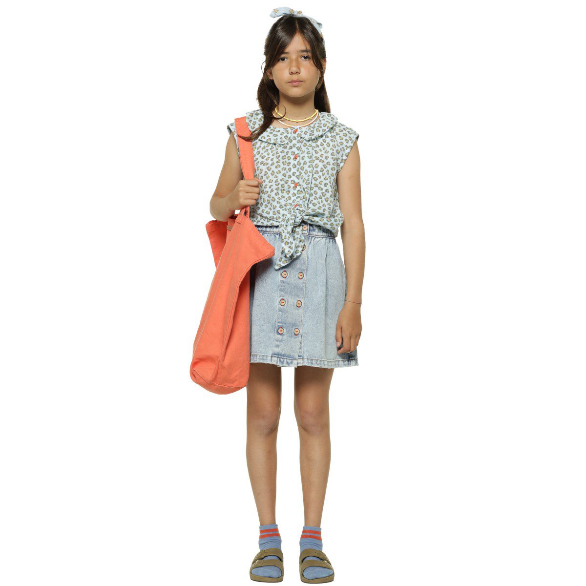 Sleeveless Shirt | Light Blue W/ Animal Print