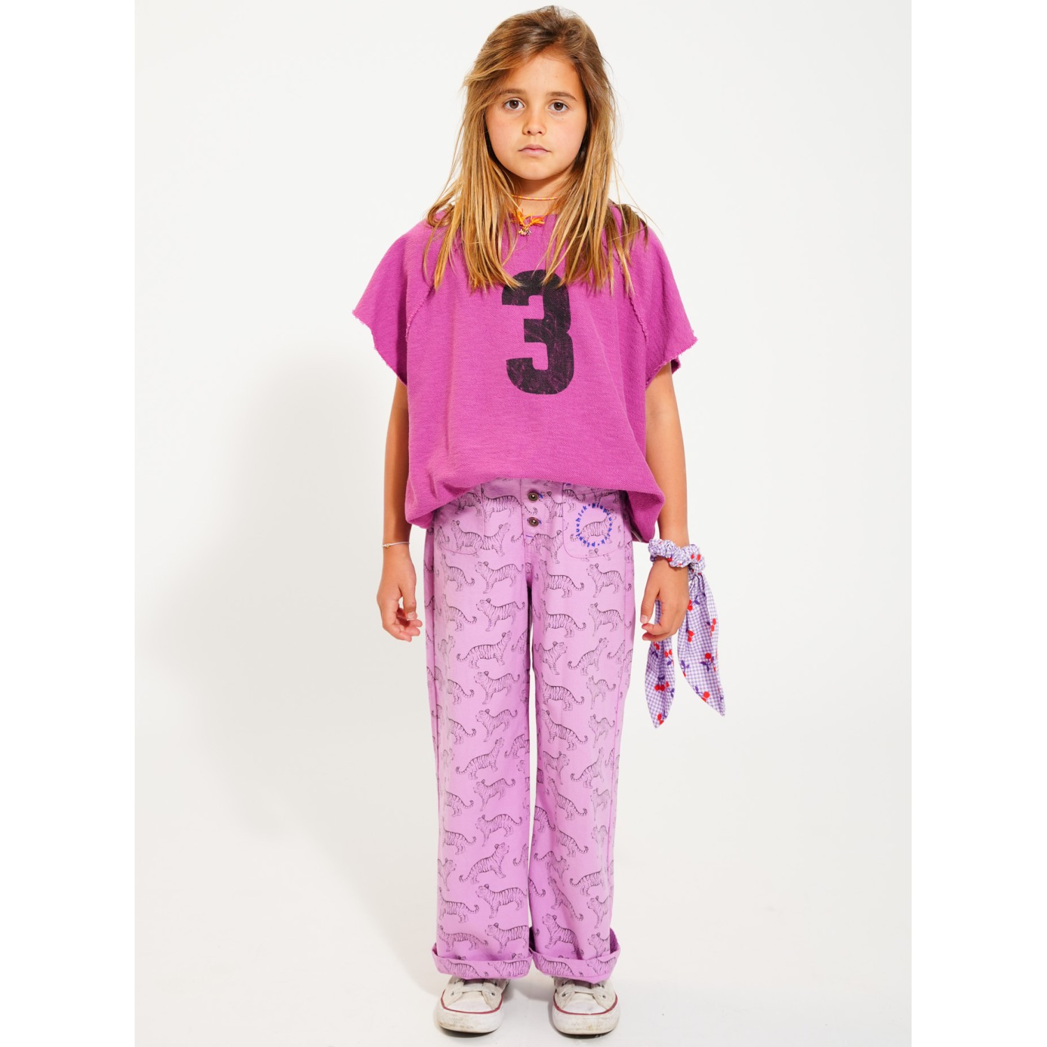 Flare Trousers | Lavender W/ Black Tigers