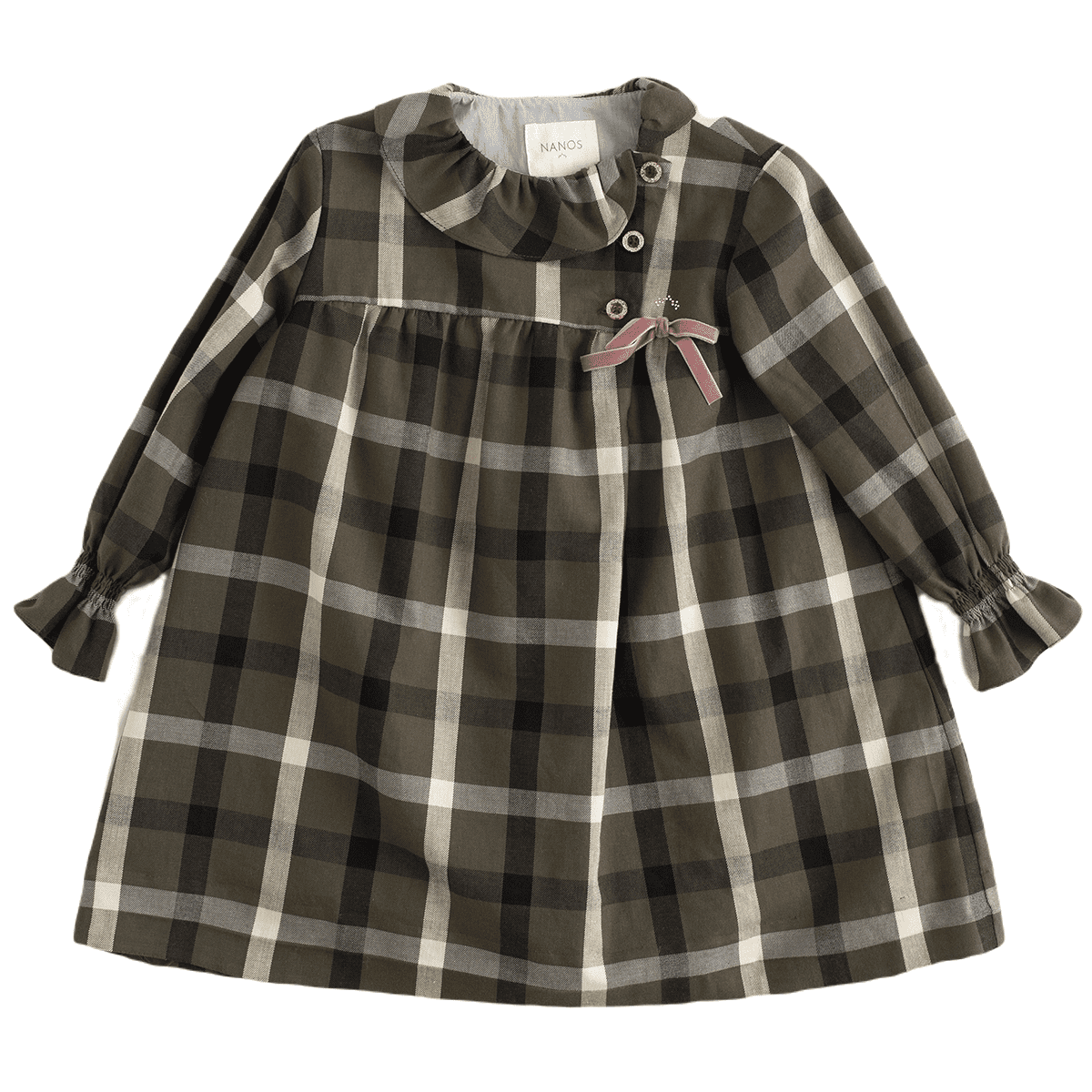 Khaki Green Checked Dress