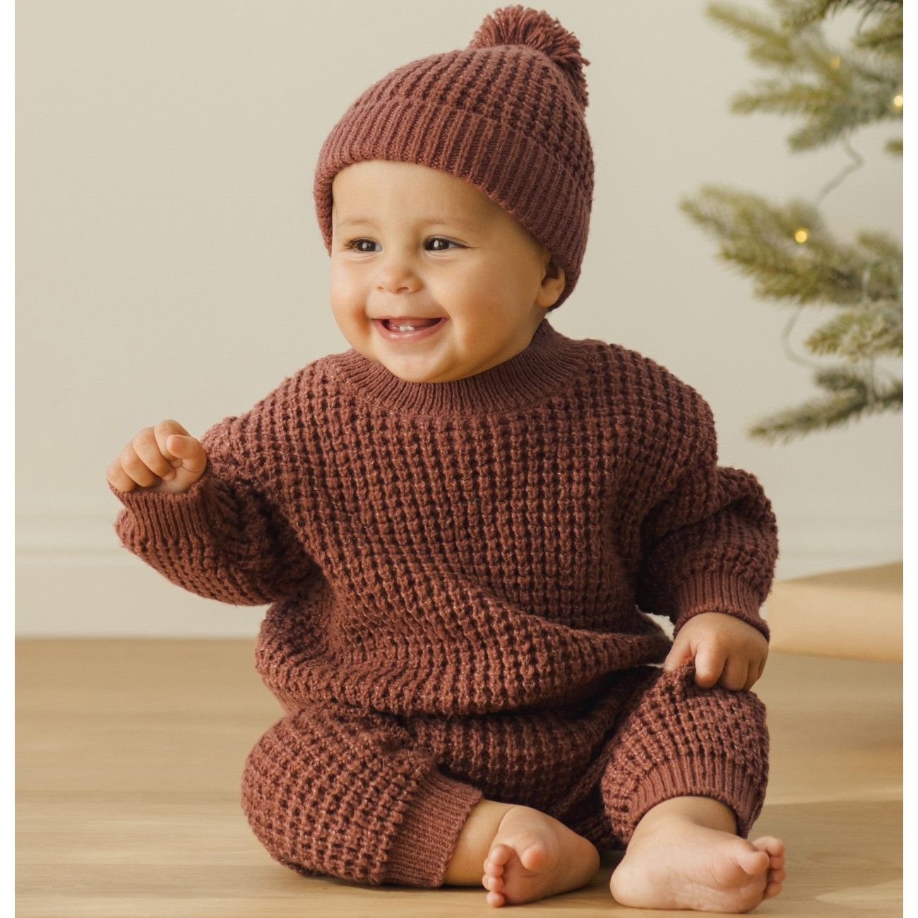 Chunky Knit Sweater & Pants Cranberry