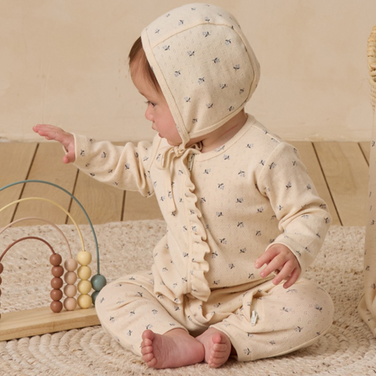 Ruffle Jumpsuit Blue Ditsy