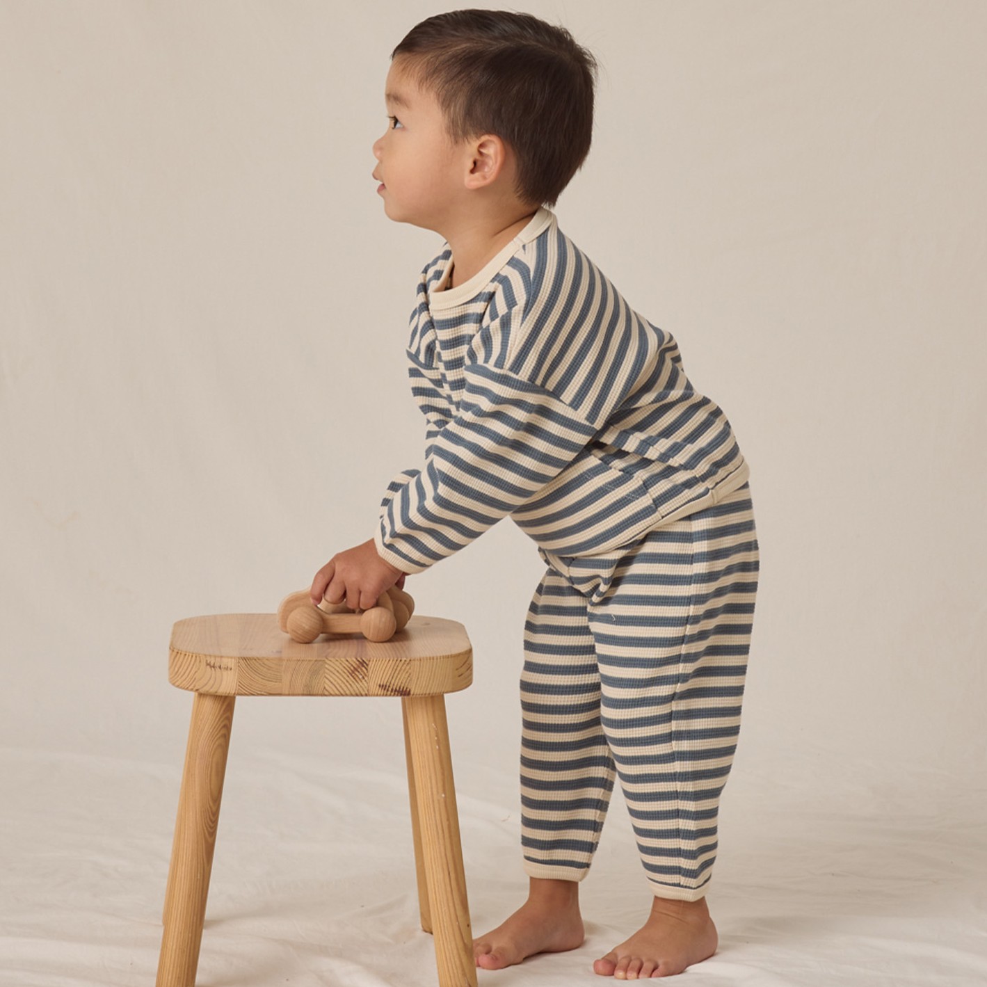 Waffle Slouch Set Ocean Stripe