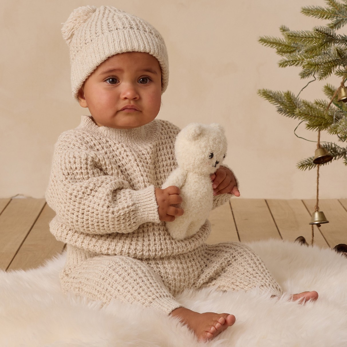 Chunky Knit Sweater & Pants Natural