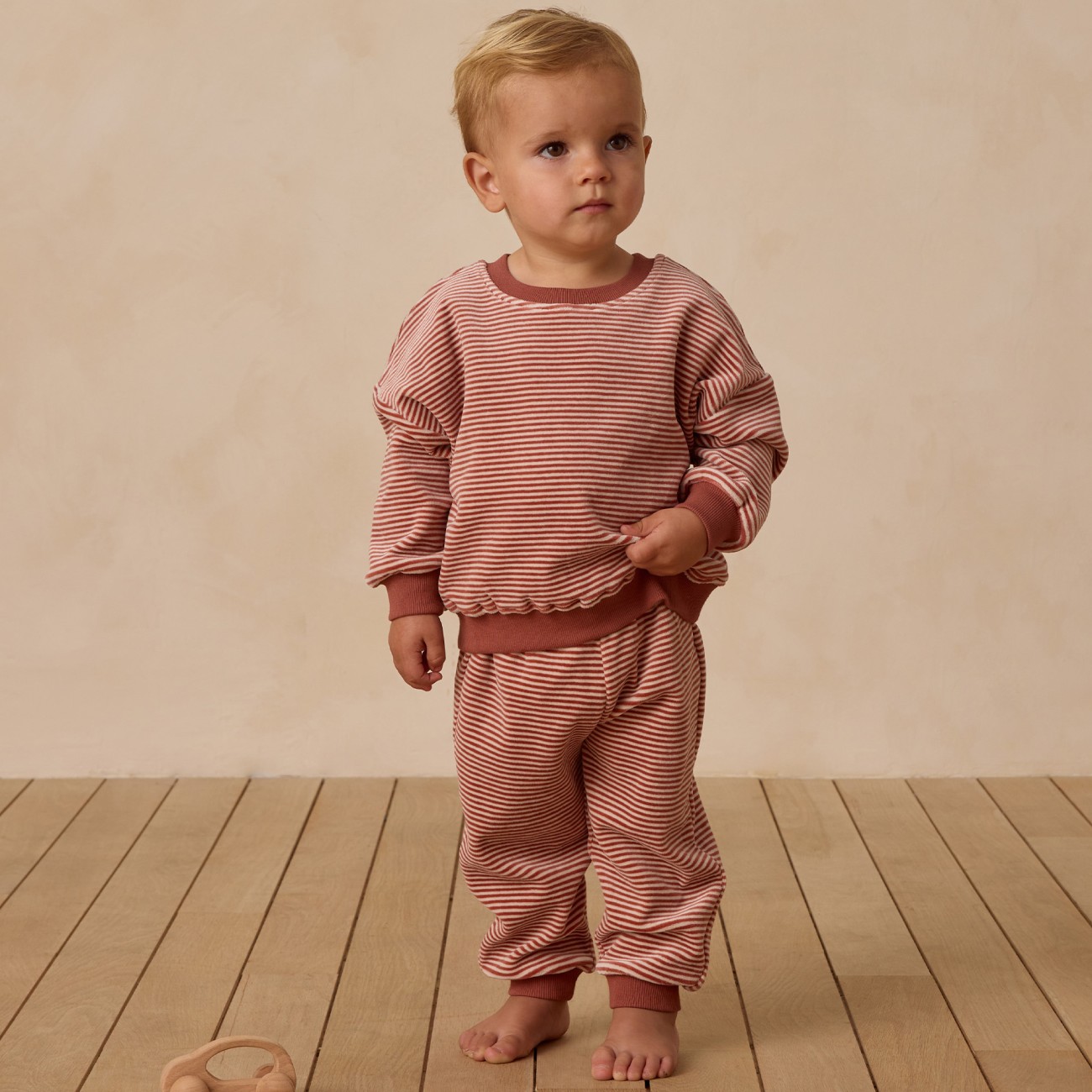 Velour Relaxed Sweatshirt & Sweatpant Candy Stripe