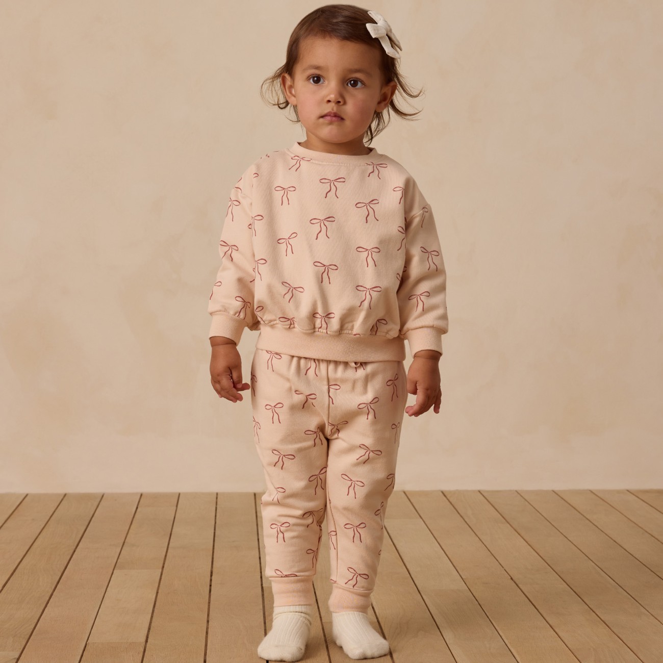 Relaxed Fleece Sweatshirt & Sweatpants Red Bow