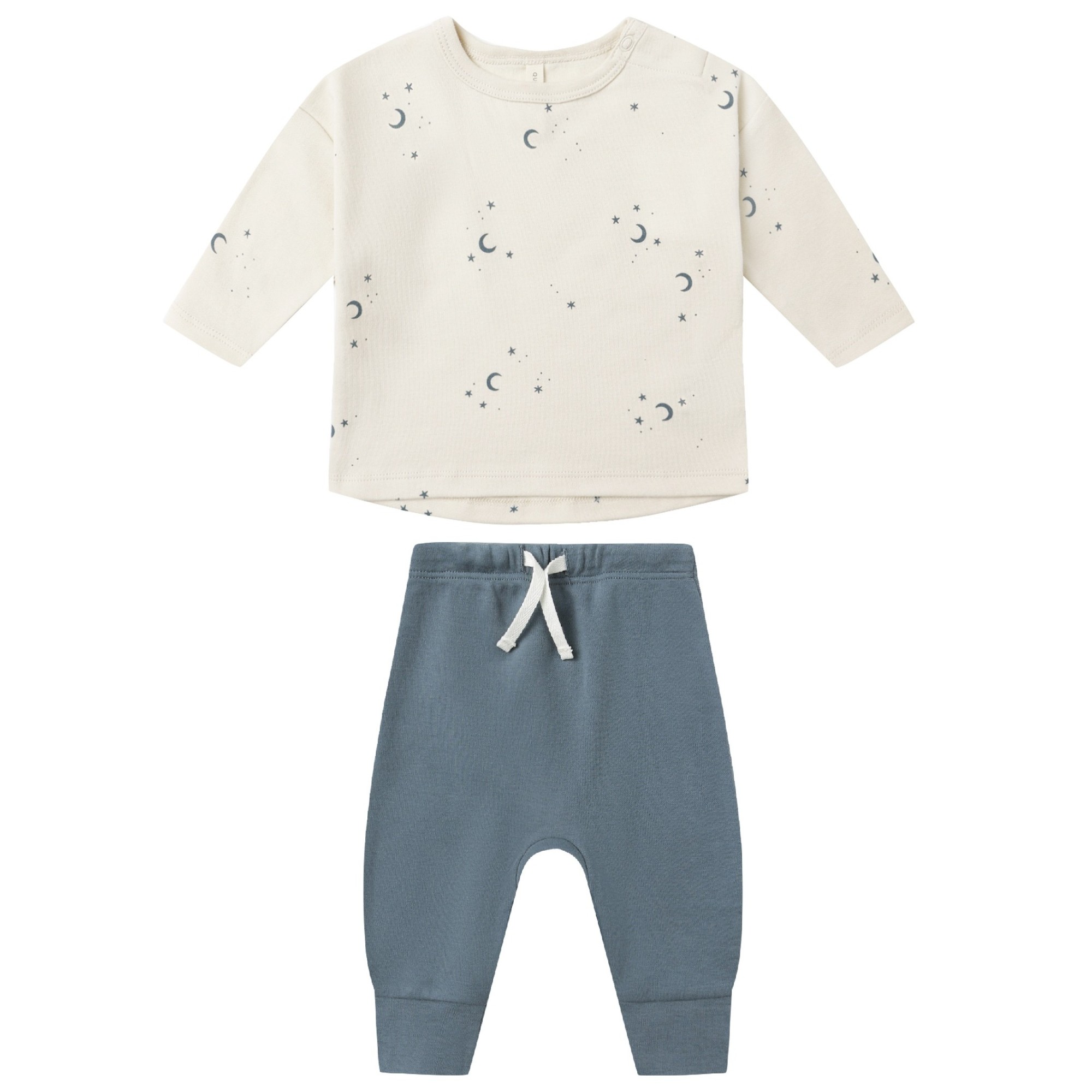 Long Sleeve Tee Moons & Drawstring Pant Ocean