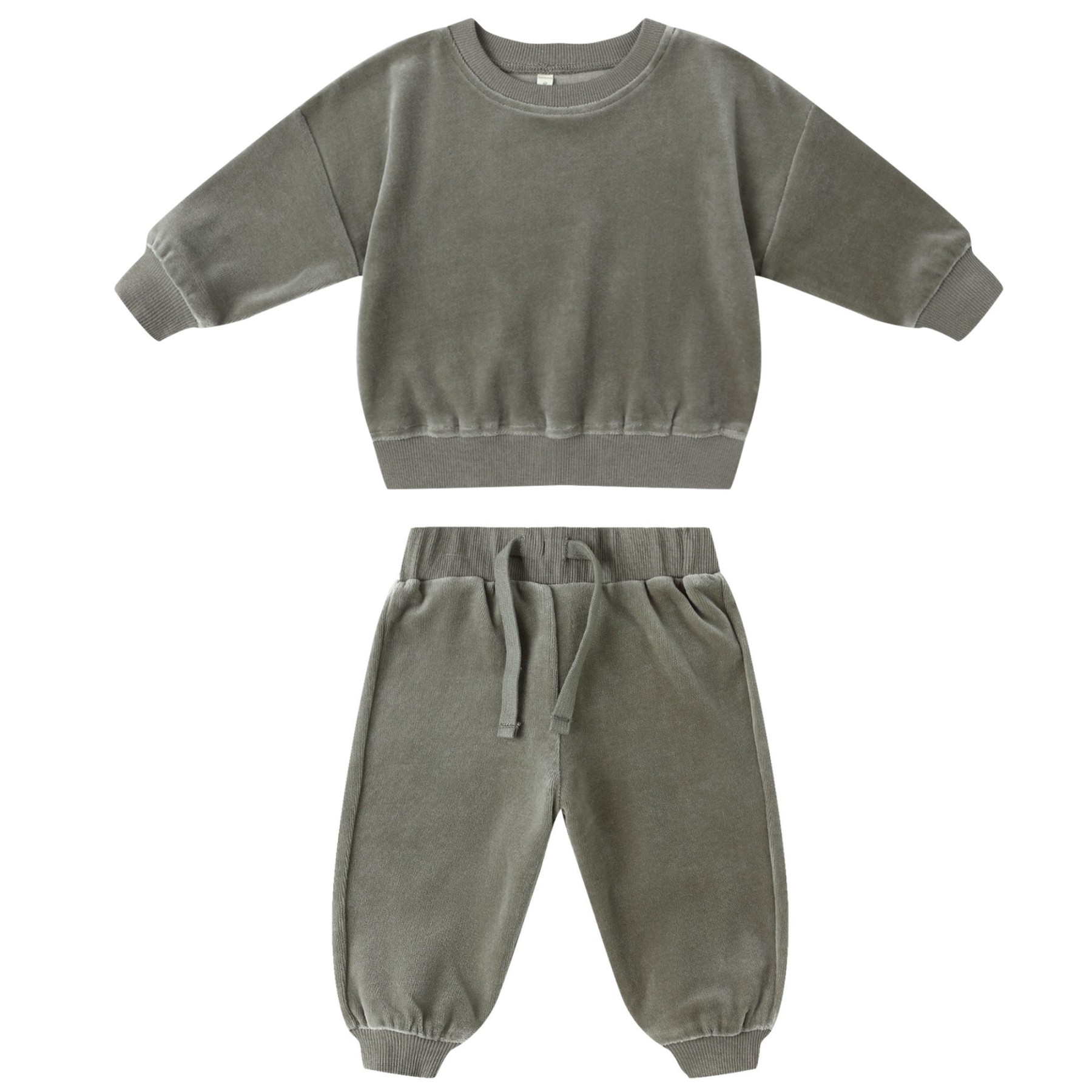 Velour Relaxed Sweatshirt & Sweatpant Forest