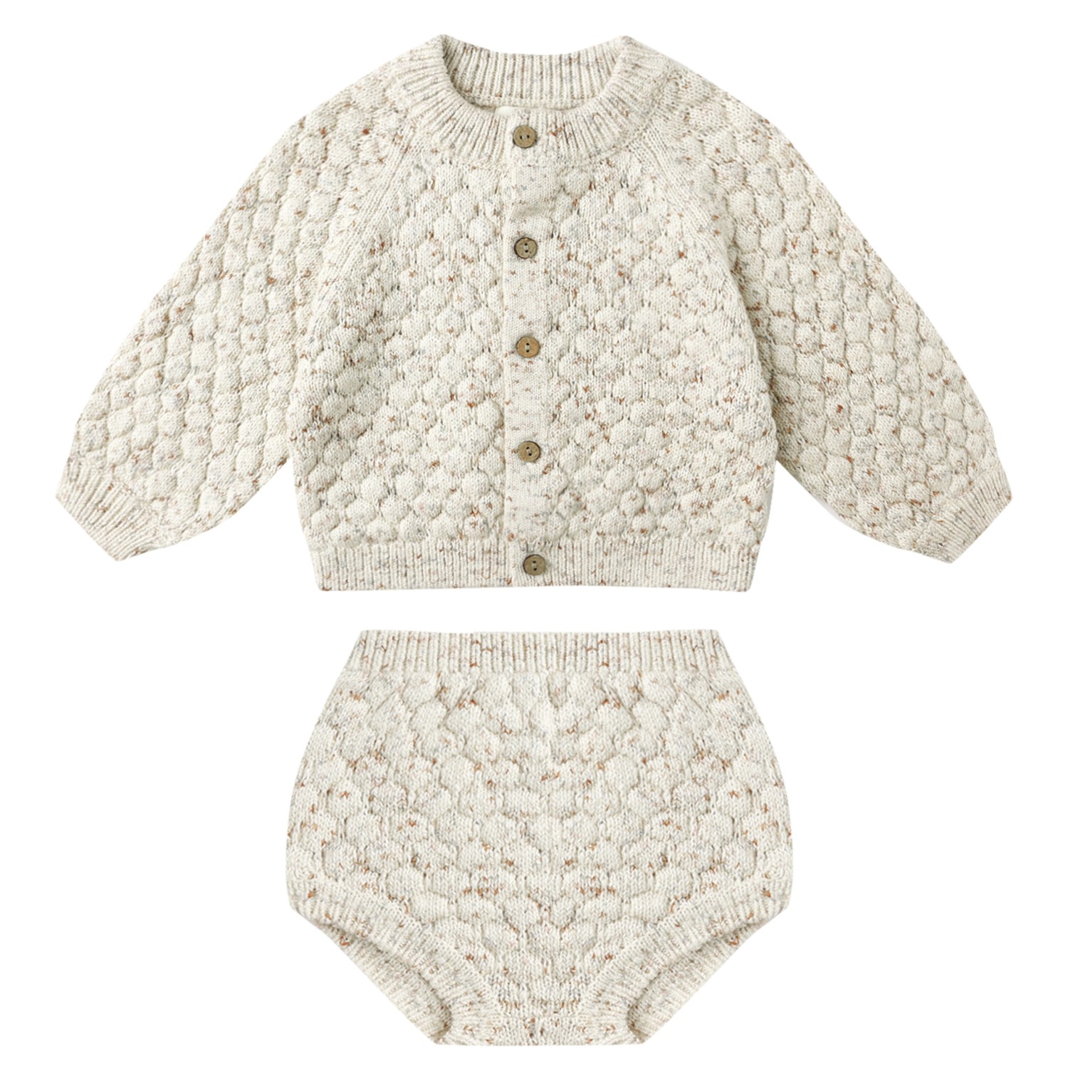 Bubble Knit Cardigan & Knit Bloomer Natural Confetti