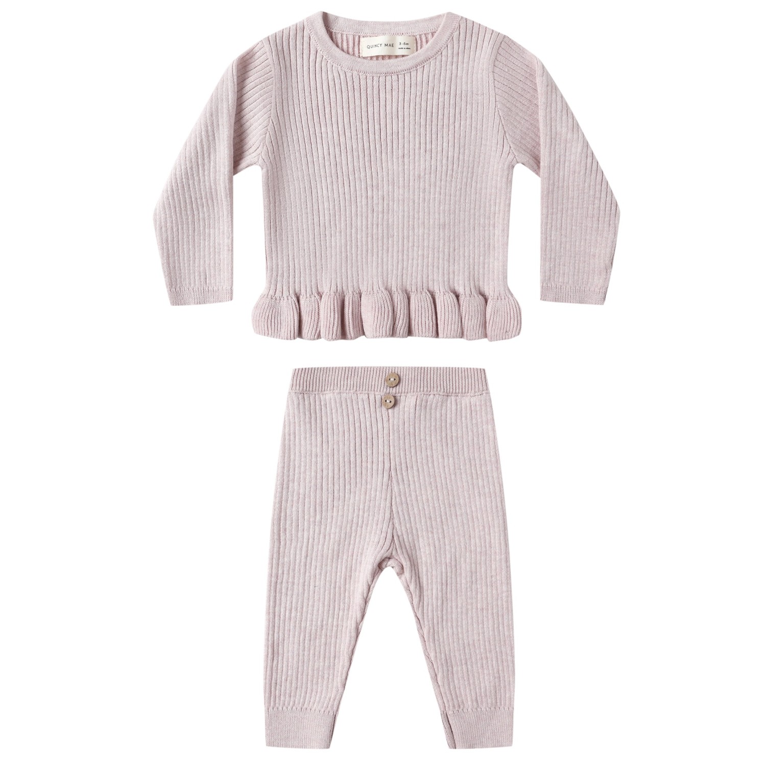 Rib Knit Peplum Top &  Rib Knit Legging Lilac