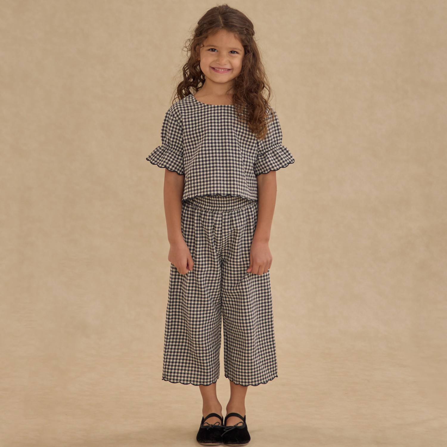 Francie Blouse & Wide Leg Pant Black Gingham