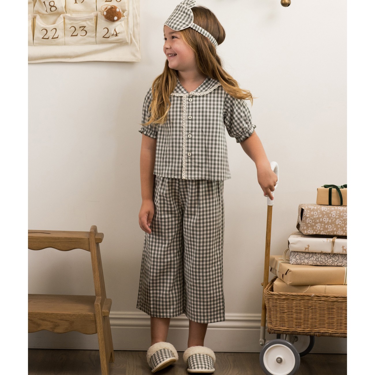 Ruffle Pajamas Evergreen Gingham